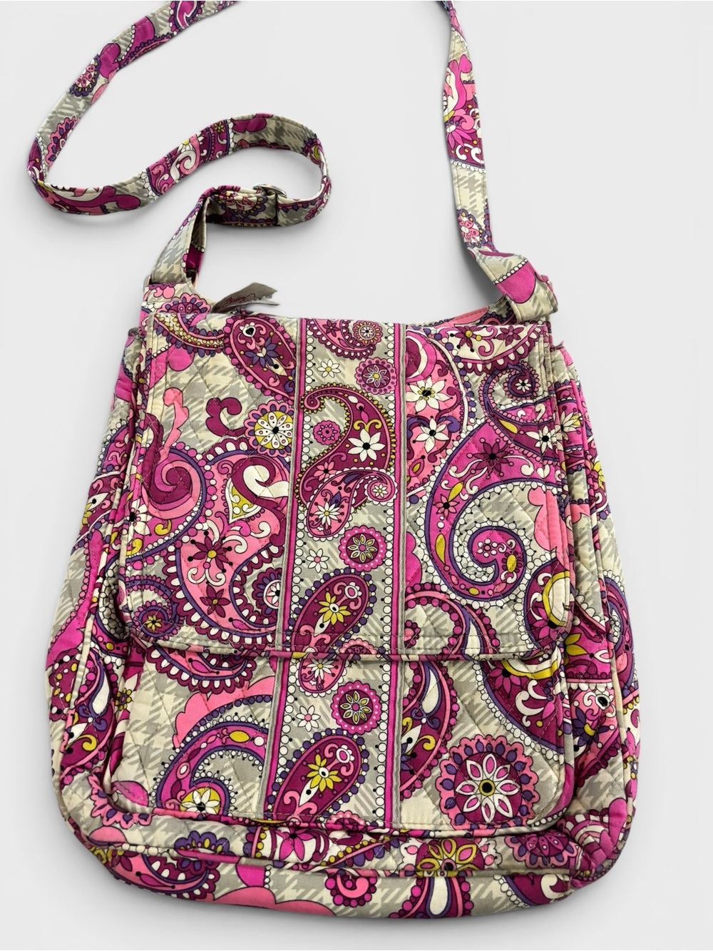 Vera Bradley Paisley Meets Plaid Quilted Flap Crossbody Messenger Bag Rare